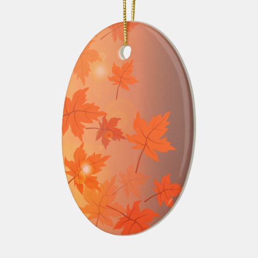 Autumn design with maple leaves and bokeh effect keramisch ornament (Links)