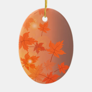 Autumn design with maple leaves and bokeh effect keramisch ornament