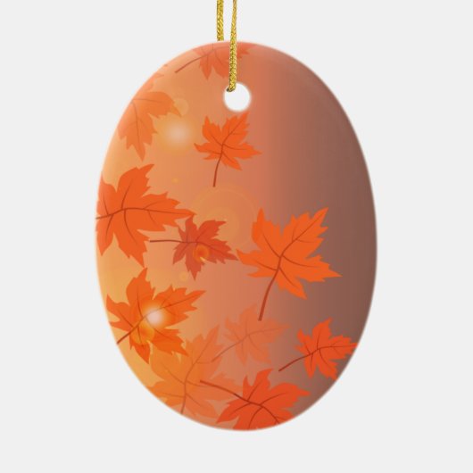 Autumn design with maple leaves and bokeh effect keramisch ornament (Achterkant)