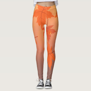 Autumn design with maple leaves and bokeh effect leggings