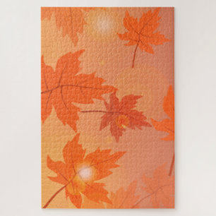 Autumn design with maple leaves and bokeh effect legpuzzel