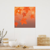 Autumn design with maple leaves and bokeh effect poster (Keuken)