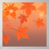 Autumn design with maple leaves and bokeh effect poster (Voorkant)