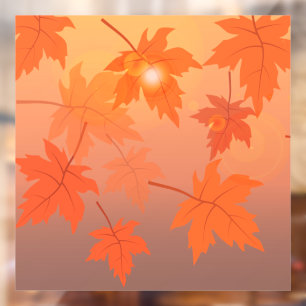 Autumn design with maple leaves and bokeh effect raamsticker
