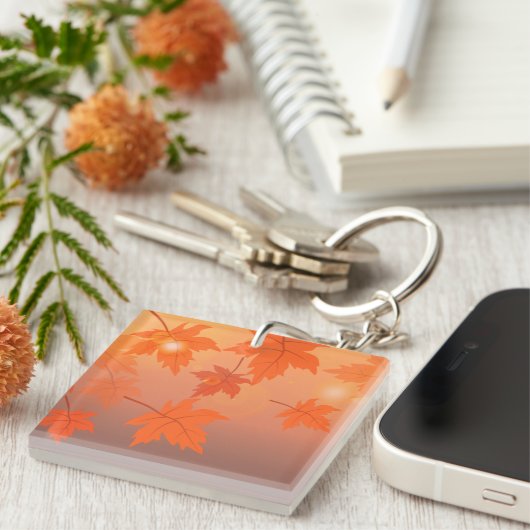 Autumn design with maple leaves and bokeh effect sleutelhanger (Voorkant Rechts)