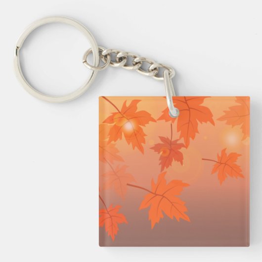 Autumn design with maple leaves and bokeh effect sleutelhanger (voorkant)