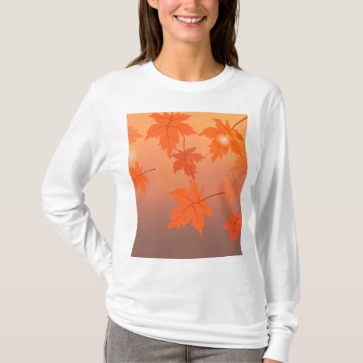 Autumn design with maple leaves and bokeh effect t-shirt (Voorkant)