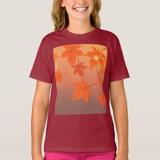 Autumn design with maple leaves and bokeh effect t-shirt (Voorkant)