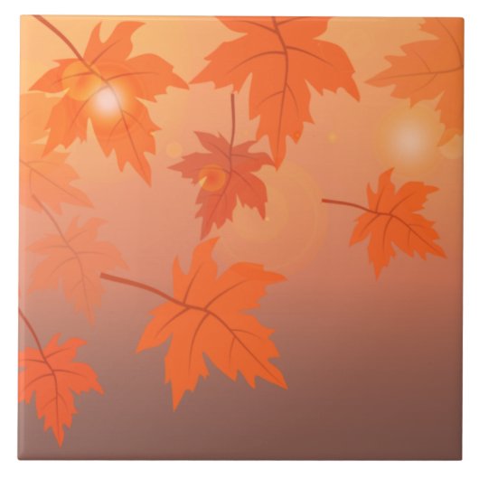 Autumn design with maple leaves and bokeh effect tegeltje (Voorkant)