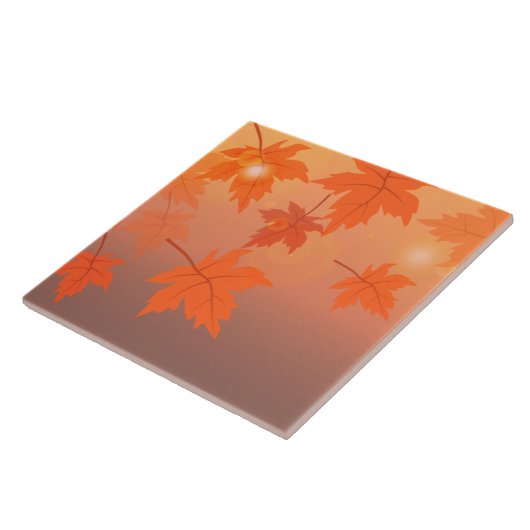 Autumn design with maple leaves and bokeh effect tegeltje (Zijkant)
