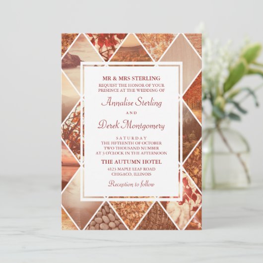 Autumn Diamonds | Uitnodiging tot weduwen (Staand voorkant)