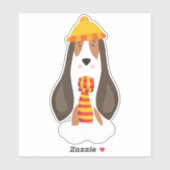 Autumn Dog, Cute Dog, Basset Hound, Scarf, Pet Sticker (Vel)