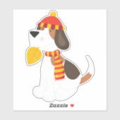 Autumn Dog, Cute Dog, Scarf, Pet, Autumn Leaves Sticker (Vel)