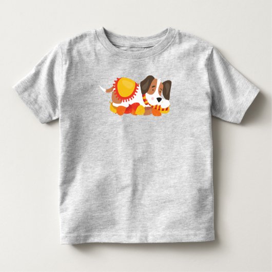 Autumn Dog, Cute Dog, Slapende Dog, Autumn Leaves Kinder Shirts (Voorkant)