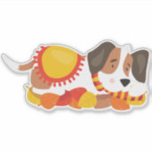 Autumn Dog, Cute Dog, Slapende Dog, Autumn Leaves Sticker (Voorkant)