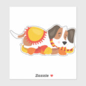 Autumn Dog, Cute Dog, Slapende Dog, Autumn Leaves Sticker (Vel)
