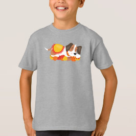 Autumn Dog, Cute Dog, Slapende Dog, Autumn Leaves T-shirt