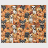 Autumn Dogs in a Pumpkin Patch Halloween Cadeaupapier (Vlak)