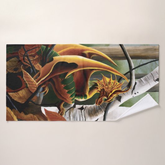 Autumn Dragon Sinaasappel Green Fantasy Badhanddoek (Badhanddoek)