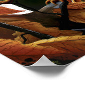 Autumn Dragon Sinaasappel Green Fantasy Poster (Hoek)