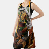 Autumn Dragon Sinaasappel Green Fantasy Schort (Insitu)