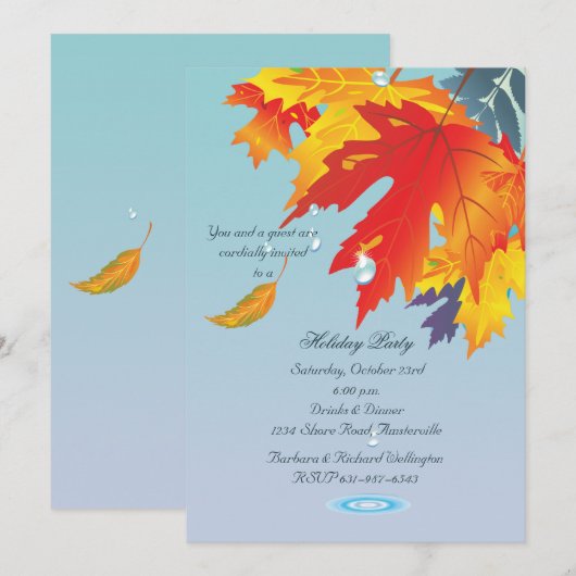 Autumn Drizzle Invitation Kaart (Voorkant / Achterkant)