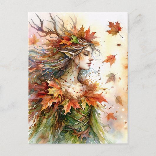 Autumn Dryad Fairycore Herfst Esthetisch Briefkaar Briefkaart (Voorkant)