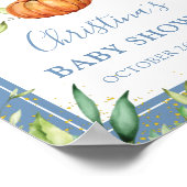 Autumn Dusty Blue Pumpkin Baby shower Welkom Poster (Hoek)