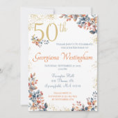 Autumn Elegance 50ste verjaardag glitter Kaart (Voorkant)
