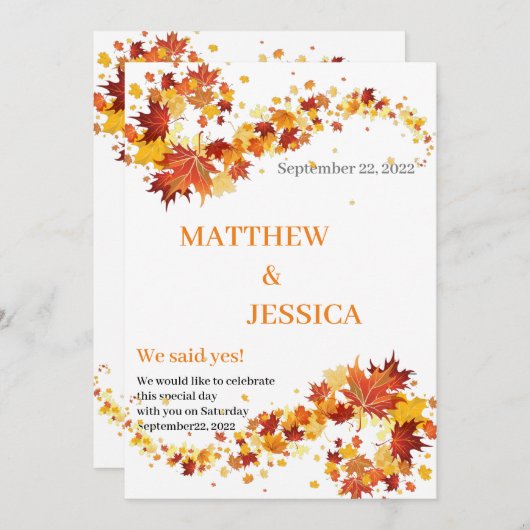 Autumn Elegance Bewaar de datum Kaart (Voorkant / Achterkant)