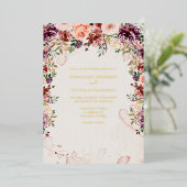 Autumn Elegance Floral Wedding Folie Uitnodiging (Staand Voorkant)