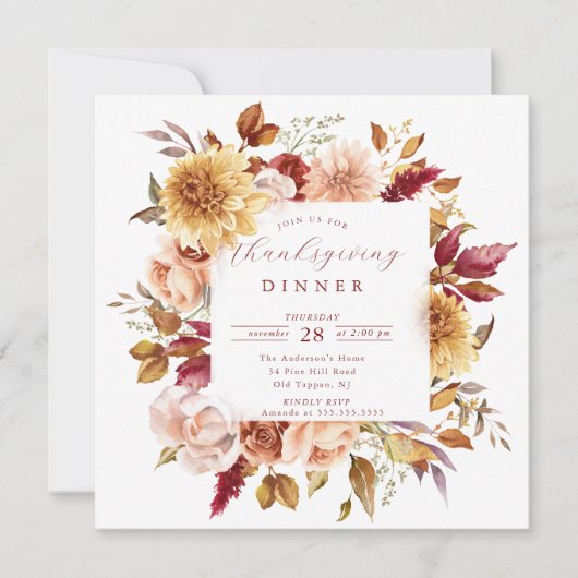 Autumn Elegance Thanksgiving uitnodiging (Voorkant)