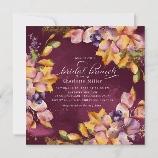 Autumn Elegance Vrijgezellenfeest Brunch Kaart (Voorkant)
