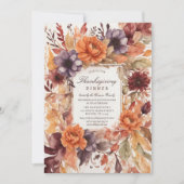 Autumn Elegance Waterverf Bloemen Thanksgiving Kaart (Voorkant)