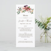 Autumn Elegance Waterverf Menu | Bourgogne en blau (Staand voorkant)