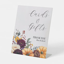 Autumn Elegance Wedding Cards & Gifts Sign Reclamebord Met Voetstuk