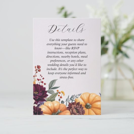 Autumn Elegance Wedding Enclosure Kaart (Staand voorkant)