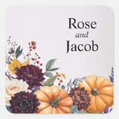 Autumn Elegance Wedding  Vierkante Sticker (Voorkant)