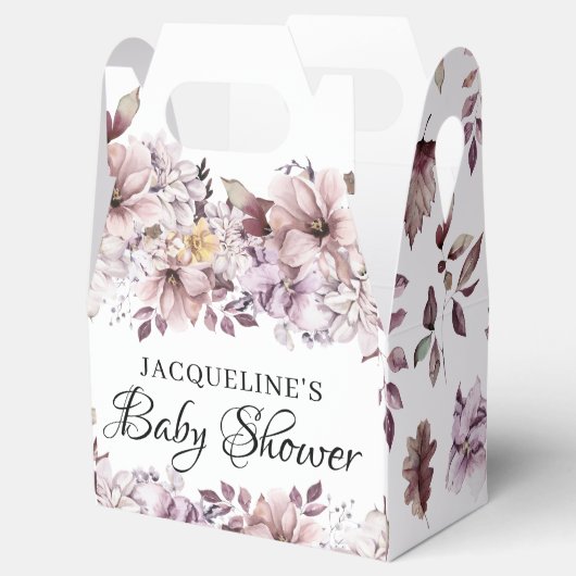 Autumn Elegant Purple Flowers Baby shower Bedankdoosjes (Geopend)