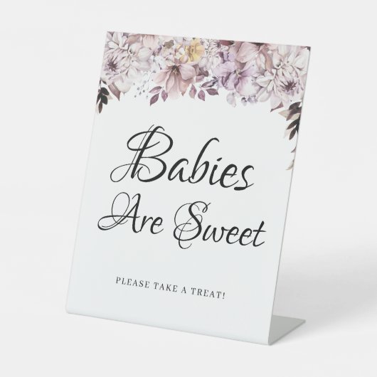 Autumn Elegant Purple Flowers Foliage Baby shower Reclamebord Met Voetstuk (Voorkant)