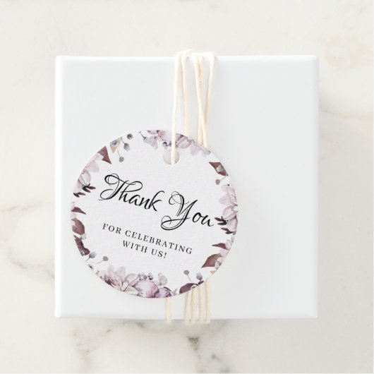 Autumn Elegant Purple Flowers Foliage Bedankjes Labels (In situ)