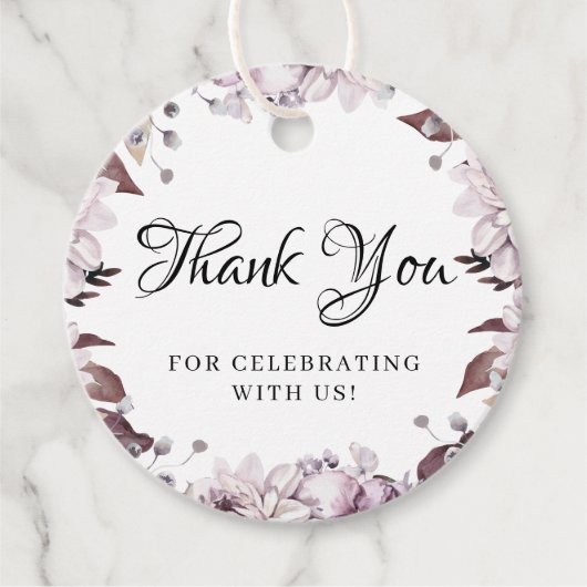 Autumn Elegant Purple Flowers Foliage Bedankjes Labels (Voorkant)