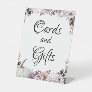 Autumn Elegant Purple Flowers Foliage Reclamebord Met Voetstuk