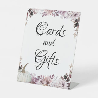 Autumn Elegant Purple Flowers Foliage Reclamebord Met Voetstuk