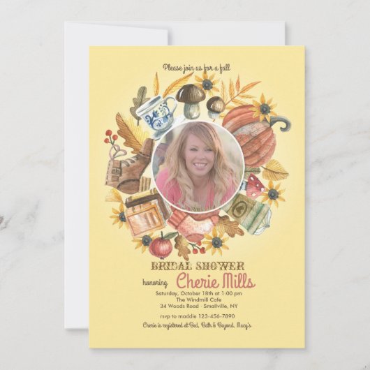 Autumn Elements Fotouitnodiging Kaart (Voorkant)