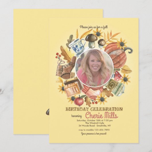 Autumn Elements Fotouitnodiging Kaart (Voorkant / Achterkant)