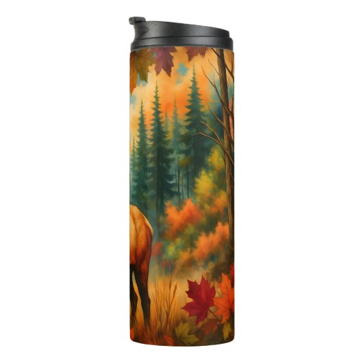 Autumn Elk, levendige bosscene Thermosbeker (Geroteerd rechts)
