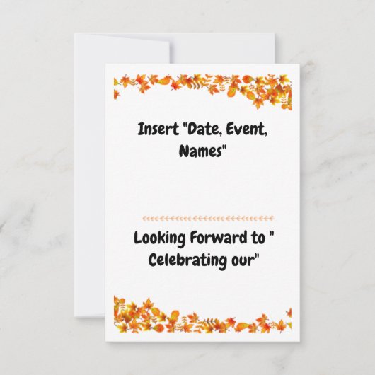 Autumn Embrace Sinaasappel & Tan Leaf Design Save The Date (Voorkant)