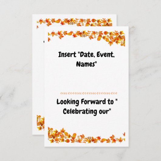 Autumn Embrace Sinaasappel & Tan Leaf Design Save The Date (Voorkant / Achterkant)