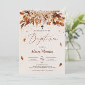 Autumn en Herfst Oranje Flowers Marigold Baptisme Kaart (Staand voorkant)